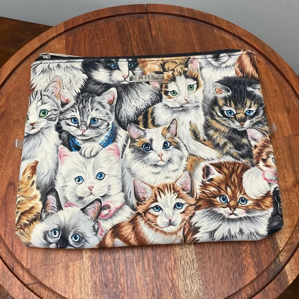 Cat Print Double Sided Makeup Accessories Bag